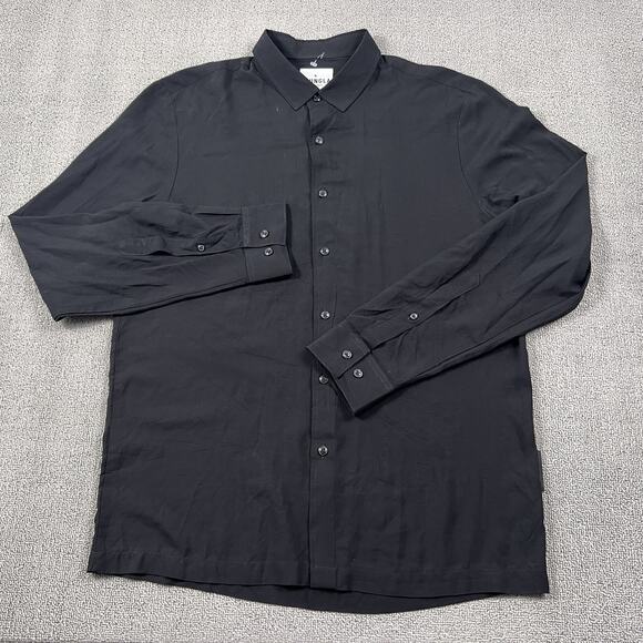 YoungLA Shirt Adult Large Black Button Up Long Sleeve Performance Casual Men's - Picture 1 of 13